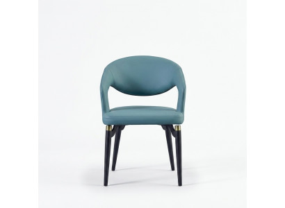 Blauwe eetkamerstoel Luxe 1-zits Stijlvolle EInsitzer houten stoelen