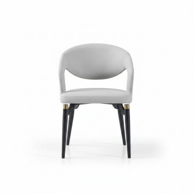 Witte eetkamer leren stoel Stijlvolle eenzitter Modern houten frame