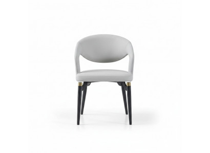 Witte eetkamer leren stoel Stijlvolle eenzitter Modern houten frame