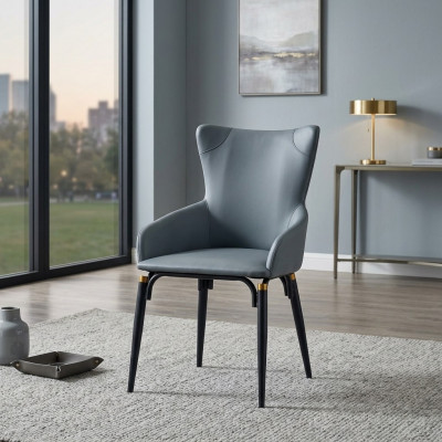 Blauwe eetkamerstoel bekleding Moderne fauteuil Ontwerper leren stoel
