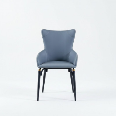 Blauwe eetkamerstoel bekleding Moderne fauteuil Ontwerper leren stoel