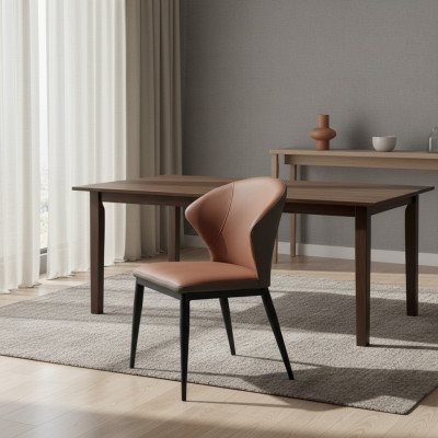 Eetkamer Zwarte-Bruine Stoel Textiel Eenpersoons Designer Fauteuils