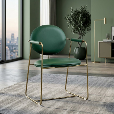 Groene roestvrijstalen stoel Ontwerper fauteuil Luxe eenzitter Modern meubilair