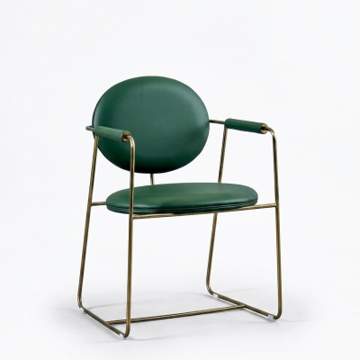 Groene roestvrijstalen stoel Ontwerper fauteuil Luxe eenzitter Modern meubilair