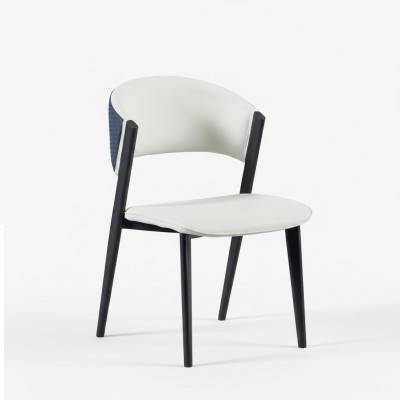 Witte eetkamerstoel Luxe textiel Eenzitter leren stoelen Houten frame