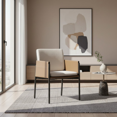 Crèmekleurige armleuningstoel ontwerper stoelen gestoffeerd meubilair moderne meubelen