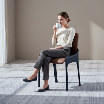 Bruine eetkamerstoel Stijlvolle eenzitter Luxe gestoffeerde stoelen Stoelen