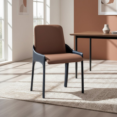 Bruine eetkamerstoel Stijlvolle eenzitter Luxe gestoffeerde stoelen Stoelen