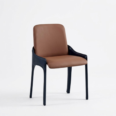 Bruine eetkamerstoel Stijlvolle eenzitter Luxe gestoffeerde stoelen Stoelen