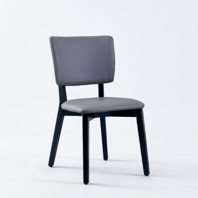 Eenzits designer grijze eetkamerstoel gestoffeerde stoelen leer eenzitter