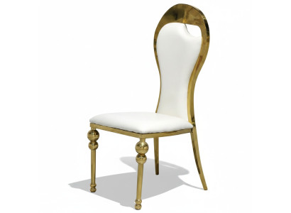 Klassieke eetkamerstoel wit met gouden bekleding houten stoelen nieuw
