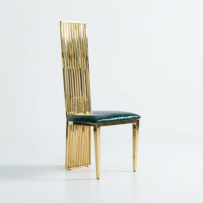 Gouden groene eetkamer hoge stoel Luxe fauteuil hout gestoffeerde stoelen