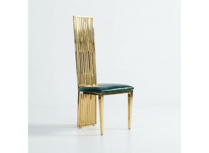 Gouden groene eetkamer hoge stoel Luxe fauteuil hout gestoffeerde stoelen