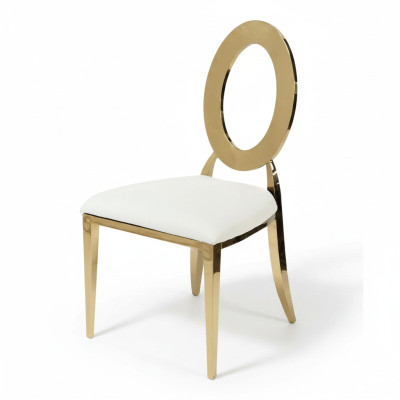 Gouden-Witte Luxe Stoel Hoge Stoel Eetkamer Kunstleren Stoelen Hout