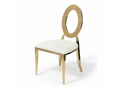 Gouden-Witte Luxe Stoel Hoge Stoel Eetkamer Kunstleren Stoelen Hout