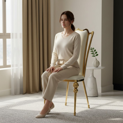 Eetkamermeubilair Designer Wit-Gouden Stoel Beklede Meubels Modern Nieuw.