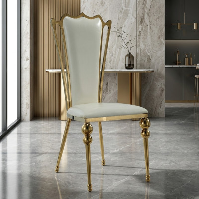 Eetkamermeubilair Designer Wit-Gouden Stoel Beklede Meubels Modern Nieuw.