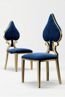 Blauw gouden eetkamerstoel Moderne eenzitter Gestoffeerde en houten stoelen