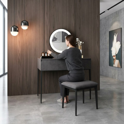Grijze make-uptafel Ontwerper kaptafel Laden make-up commode