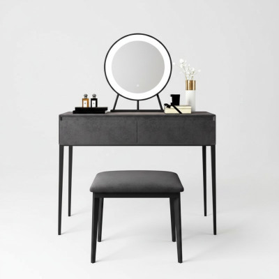 Grijze make-uptafel Ontwerper kaptafel Laden make-up commode