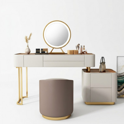 Stijlvolle witte make-uptafel met laden Designer kaptafel.