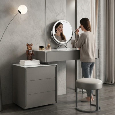 Grijze make-uptafel Designer slaapkamermeubels Hout Luxe Kaptafel
