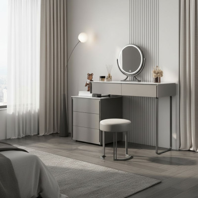 Grijze make-uptafel Designer slaapkamermeubels Hout Luxe Kaptafel