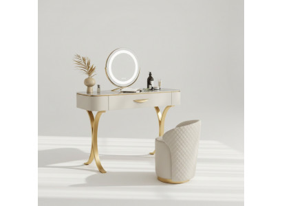 Beige make-uptafel Ontwerper kaptafel Kaptafel met laden