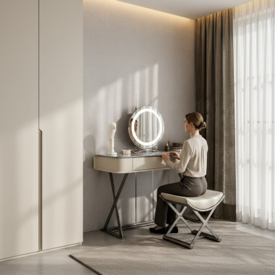 Beige make-up tafel design slaapkamer meubels luxe houten make-up tafels