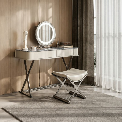 Beige make-up tafel design slaapkamer meubels luxe houten make-up tafels