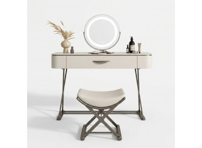 Witte make-uptafel met spiegel, designmake-uptafel met laden