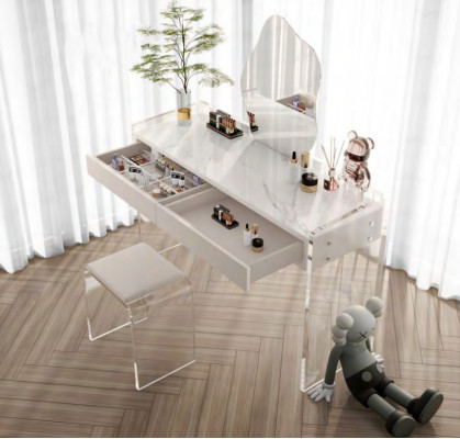 Witte stijlvolle make-uptafel design slaapkamer lade houten meubels