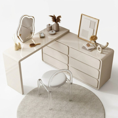 Witte kaptafel Moderne make-uptafel Hoek kaptafel Laden