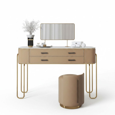 Bruine kaptafel ontwerper make-uptafel met laden luxe meubels.