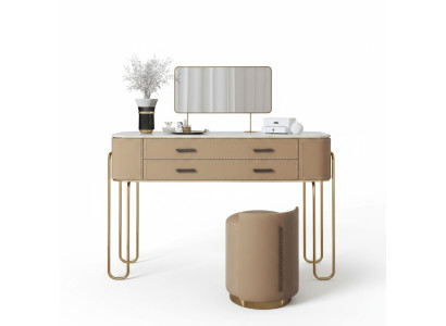 Bruine kaptafel ontwerper make-uptafel met laden luxe meubels.