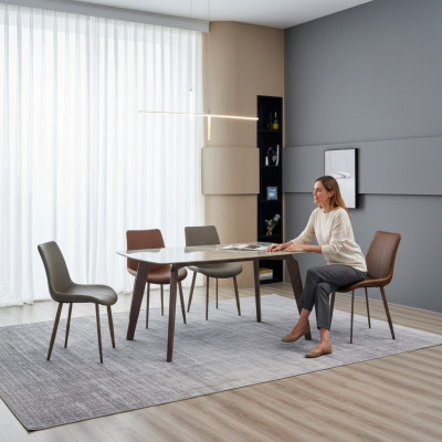 Ontwerper Eettafel Moderne Eetkamermeubelen Eettafel 4x Stoelen 5-dlg Set