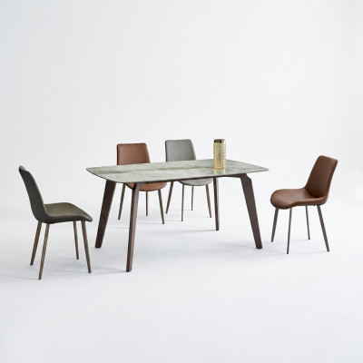 Eetkamermeubilair Ontwerper Rechthoekige Tafel 4x gestoffeerde stoelen Luxe 5-delige