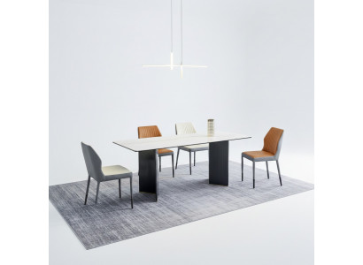Witte tafelblad Ontwerper eetkamer meubilair 4x Kunstleren Stoelen Luxe Set