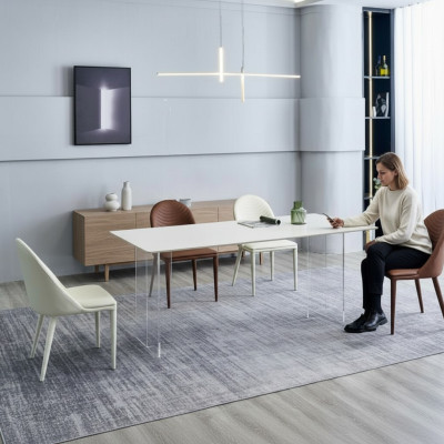 Witte eettafel Eettafel 6x stoelen Designer fauteuil 7-delige set