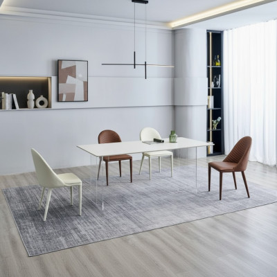 Witte eettafel Eettafel 6x stoelen Designer fauteuil 7-delige set