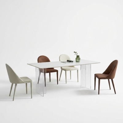 Witte eettafel Eettafel 6x stoelen Designer fauteuil 7-delige set