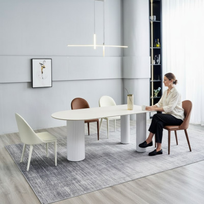 Witte eetkamerset Designer eettafel 6x gestoffeerde stoelen Luxe set