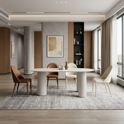 Witte eetkamerset Designer eettafel 6x gestoffeerde stoelen Luxe set