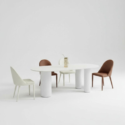Witte eetkamerset Designer eettafel 6x gestoffeerde stoelen Luxe set
