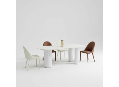 Witte eetkamerset Designer eettafel 6x gestoffeerde stoelen Luxe set