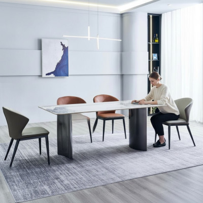 Eetkamer meubels Moderne eettafel 6x gestoffeerde stoelen Designer eetgroep