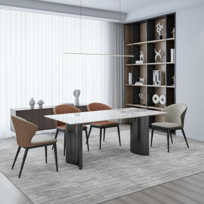 Eetkamer meubels Moderne eettafel 6x gestoffeerde stoelen Designer eetgroep