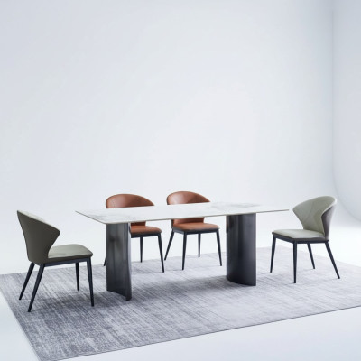 Eetkamer meubels Moderne eettafel 6x gestoffeerde stoelen Designer eetgroep