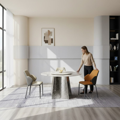 Moderne eetkamerset Designer eettafel 4x kunstleren stoelen Luxe 5-delige set