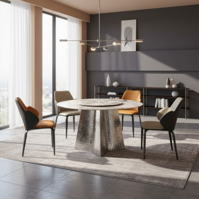 Moderne eetkamerset Designer eettafel 4x kunstleren stoelen Luxe 5-delige set